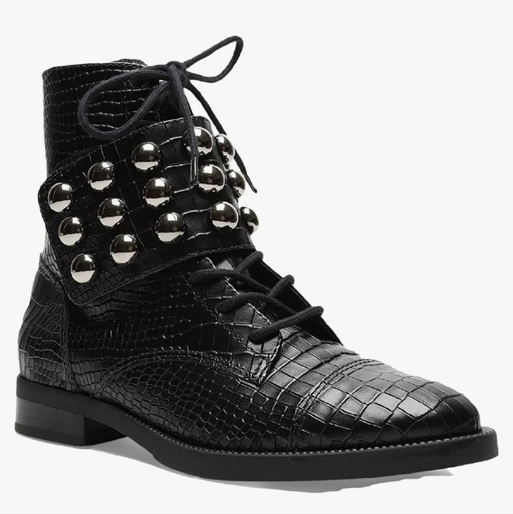 SCHUTZ Black Studded Ankle Boots